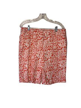 Talbots Womens Orange & White Floral Print Shorts Size 10
